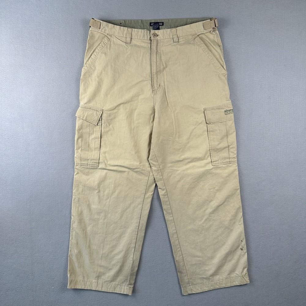 Y2K Aeropostale Baggy Cargo Pants Men's Large Beige Convertible Zip Off Wide Leg